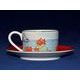 Blenheim Palace - Indian Room, Red flowers: Cup 200 ml and saucer breakfast, English Fine Bone China, Roy Kirkham