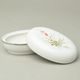 Dóza ovalná 12 x 8 cm, Bílá + platina + dekor, Porcelán Duchcov