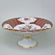Mísa Baroko 30 cm na noze kytice, Purpur + květiny, Royal Dux Bohemia
