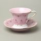 Cup footed 200 ml + sacuer 15 cm, Světlana, pink-white, decor 158, Leander, rose china