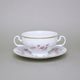 Gold line: Cup and soucer 275 ml / 18 cm, Thun 1794 Carlsbad porcelain, BERNADOTTE roses