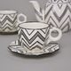 Tea / Coffee Set for 2 pers., Šárka Zig-Zag, Goldfinger porcelain