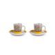 Set 2 CoffeeE Cups – Sugar Bowl Le Casette Yellow, porcelain, EGAN