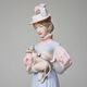 Lady with dog 8 x 9 x 26 cm, Porcelain Figures Duchcov