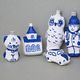 Christmas tree decoration, Blue Glitters - 9 pcs. set, Czech christmas decorations