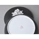 Dóza kulatá s růžemi 13,7 x 7,5 cm, Černý fond + Platina, Porcelán Duchcov