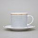 Cup 200 ml + saucer 15,5 cm, ELLA Black-Gold Stripes, Thun 1794 Carlsbad Porcelain