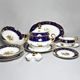 Mary-Anne 431: Dining set for 6 persons, cobalt blue + gold rose, Leander 1907