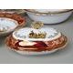 Dinner set for 6 pers., Hunting - ruby, Carlsbad porcelain