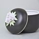 Jar With Violet Roses 11 x 9 cm, Black + Platinum, Royal Dux Bohemia Porcelain