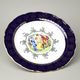 Dish round flat 31 cm (club plate), The Three Graces + gold + COBALT, Queen's crown porcelain