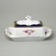 440: Butter dish for 250 g butter, Sonáta, cobalt + gold + roses, Leander Loučky
