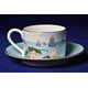 Blenheim Palace - Indian Room, Lotos and ships: Cup 200 ml and saucer breakfast, English Fine Bone China, Roy Kirkham