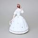 Dívka s kloboukem a růžemi 12 x 14 x 19 cm, Bílá + zlato + saxe, Porcelánové figurky Duchcov