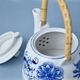 Tea pot M with bast handle and Strainer 0,35 l, Original Blue Onion Pattern