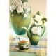 Van Gogh White roses flower design sculptured porcelain cup and saucer + spoon 13,5 x 8 cm, FRANZ Porcelain