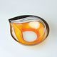 Studio Miracle: Mísa Slza oranžovo-žlutá, 25,5 x 21,5 cm, ruční dekorace Vlasta Voborníková