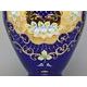 Vase 43 cm big, BLUE glass, gold + enamel, Nový Bor glass