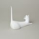 Kočka 19 x 17 (ocas) x 6,5 cm ležící, bílá, Porcelánové figurky Duchcov