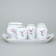 Cruet set 6 pcs., Thun 1794 Carlsbad porcelain, BERNADOTTE Meissen Rose