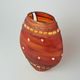 Studio Miracle: Orange-red Vase, 25 cm, Hand-decorated by Vlasta Voborníková