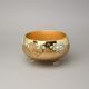 Bowl footed 20 x 11 cm, gold + enamel flowers, Bohemia