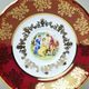 Cup 200 ml tea + sacuer, The Three Graces, gold + ruby red, Queens Crown