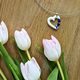 Necklace: Heart Onion Pattern / Flowers (White Heart), Porcelain Jewels Studio Mallys