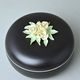 Dóza kulatá se žlutými růžemi 13,7 x 7,5 cm, Černý fond + barva, Porcelán Duchcov