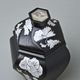 Dóza / Urna šestihran 20 x 14,5 x 13 cm , Černý fond + platina 2, Porcelán Duchcov