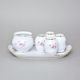 Gold line: Cruet set 6 pcs., Thun 1794 Carlsbad porcelain, BERNADOTTE roses