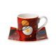 Šálek espresso 100 ml + podšálek 10,5 cm čtvercový, Heavy red, V. Kandinskij, jemný kostní porcelán, Goebel