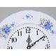 Clock wall 27 cm, Thun 1794 Carlsbad porcelain, BERNADOTTE Forget-me-not-flower