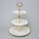 Gold band: Cake stand 3 pcs. 34 cm, Thun 1794 Carlsbad porcelain, BERNADOTTE ivory