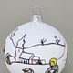 Set of 6 Christmas Tree Decoration Balls "Czech Winter 1918", 7,5 cm, Hand-decorated