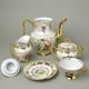 Kávová sada pro 6 osob, MALÉ NÍZKÉ ŠÁLKY, Tři Grácie, zlatý listr, Carlsbad