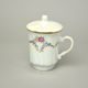Mug Devon with lid 270 ml - pearl + gold + rose decor, Thun 1794 karlovarský porcelán