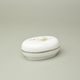 Dóza ovalná 12 x 8 cm, Bílá + platina + dekor, Porcelán Duchcov