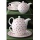 Pink Hearts: Tea for one set 3 pcs., English Fine Bone China, Roy Kirkham