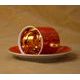 Cup 100 ml espresso + saucer 10,5 cm, inside gold, orange, Leander 1907