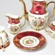 Coffee set for 6 pers., The Three graces, gold + pearl ruby red, Carlsbad porcelain