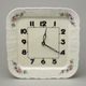 Wall Clock square 26 cm, Thun 1794, karlovarský porcelán, BERNADOTTE ivory + flowers