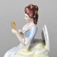 Lady sitting with mirror rococo 12 x 14 x 15 cm, Porcelain Figures Duchcov