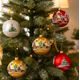 Six pcs. set of Christmas balls decoration 7 cm, Houses - Czech glass