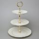 Etažer 3-díl. 34 cm, Thun 1794, karlovarský porcelán, BERNADOTTE ivory + zlato