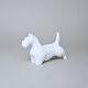 Pes Kníráč, 16,5 x 6,5 x 9,5 cm, bílé, Porcelánové figurky Duchcov