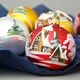 Six pcs. set of Christmas balls decoration 7 cm, Houses - Czech glass