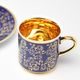 Cup 100 ml mocca and saucer 11,5 cm Sabina, inner gold, dark blue, Leander Loučky