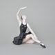 Baletka I. - Černé šaty, 26,5 x 14 x 22,5 cm , Natur + černý fond + zlato, Porcelánové figurky Duchcov