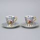 Šálek 80 ml mokka a podšálek 11,5 cm, 2 ks. + krabička, Tři Grácie, bledě modrý listr, Prince porcelain 1925